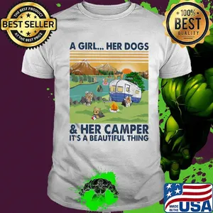 Yorkshire Terrier a woman her dog paw and her camper it's a beautiful thing vintage retro shirt