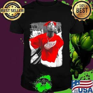 2pac wear detroit wings red logo shirt