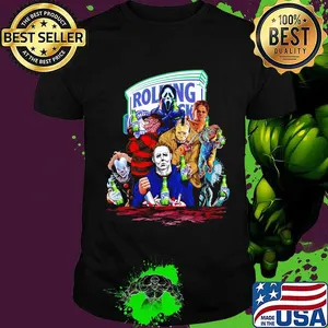 Halloween horror characters drinking rolling rock shirt
