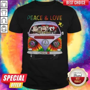 Nice The Peanuts Hippie Driver Peace And Love Shirt