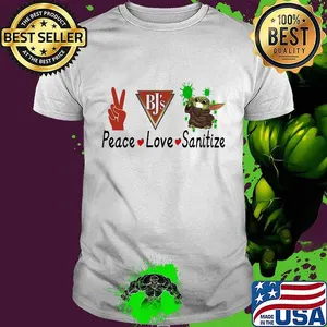 Peace love sanitize baby yoda covid-19 bj's shirt