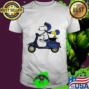 Snoopy and woodstock riding a motorcycle shirt