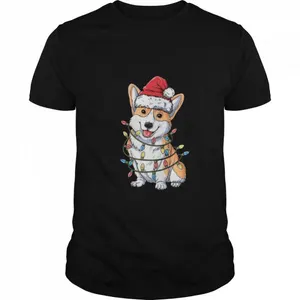 Corgi Santa Hat Christmas Light shirt