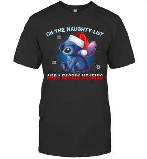 On The Naughty List And I Regret Nothing Christmas T-Shirt Classic Mens T-shirt