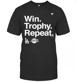 Win Trophy Repeat Los Angeles Dodgers Los Angeles Lakers T-Shirt Classic Mens T-shirt