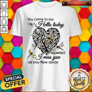 You Came To Say Hello Today I Whispered I Miss You As You Flew Away Dragonfly Heart Shape Tree Shirt