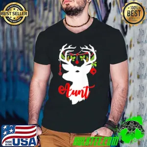 Aunt Reindeer Deer Matching Family Group Christmas Raglan Baseball Tee Shirt