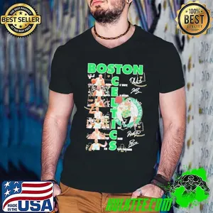 Boston Celtics Logo Team Player Signature T-Shirt