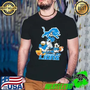 Mickey Friends Detroit Lions Tee Disney Inspired Game Day Football NFL Shirt