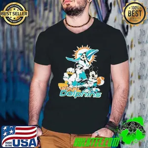 Mickey Friends Miami Dolphins Tee Disney Inspired Game Day Football NFL Shirt