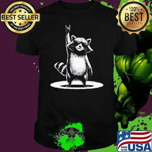 Retro Raccoon Rock Music Gift Men Kids Women Funny Raccoon Shirt