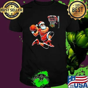 Santa Basketball Player Dunking Xmas Christmas Basketball Shirt