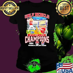 UNLV Rebels 2024 Art of Sport LA Bowl Champions Mascot Unisex T Shirt