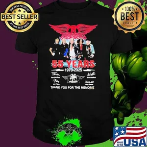 Aerosmith 55 Years 1970 2025 Thank You For The Memories Signatures  Shirts