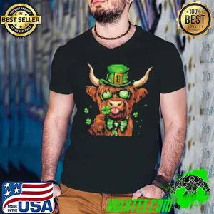 Highland Cow St. Patrick's Day Retro Coquette St Patty's Day Shirt