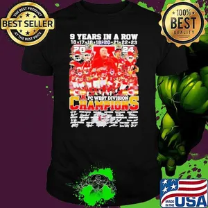 Kansas City Chiefs 9 years in a row AFC West Division Champions 2024 signatures shirt