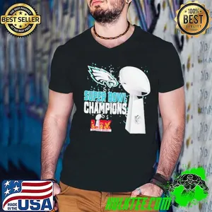 Philadelphia Eagles 2025 Super Bowl LIX Champions NFL Trophy Graphic Shirt