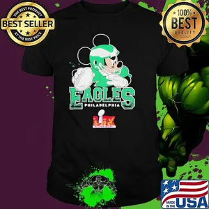 Philadelphia Eagles Junk Food Disney Mickey QB Super Bowl Lix Shirt