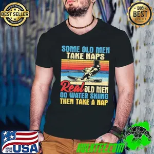 Some Old Men Take Naps Grandpa Water Ski Waterskiing Retro T-Shirt