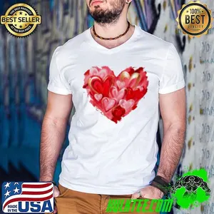 Valentine Day Heart Brushstroke Heart Designs Women Girls Shirt
