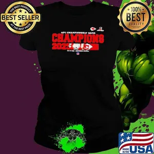 Kansas City Chiefs 2024 2025 AFC Championship Champions Logo With KC Wolf Mascot  Shirt