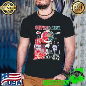 Kansas City Chiefs Mahomes And Philadelphia Eagles Hurts Super Bowl 2025 Signature   Shirt