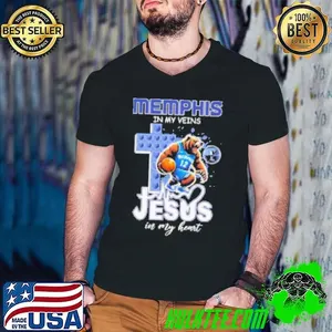 Memphis Grizzlies In My Veins Jesus In My Heart Mascot Shirt