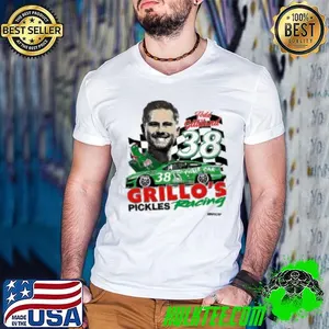 Original Mens Todd Gilliland Checkered Flag Sports White Grillos Pickles Car Premium 2025  Shirt