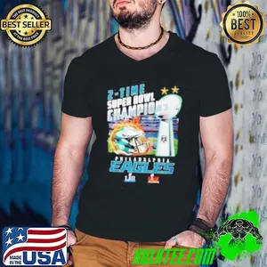 Philadelphia Eagles 2 time Super Bowl LIX Champions logo shirt