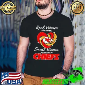 Real Women Love Football Smart Women Love The Kansas City Chiefs Heart Diamond Shirt