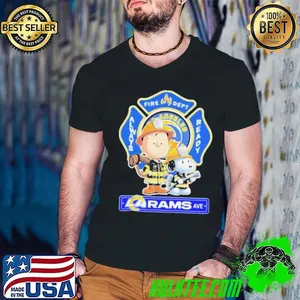 Snoopy And Charlie Brown Los Angeles Rams Fire Dept Always Ready The Peanuts X Firefighter LA  shirt