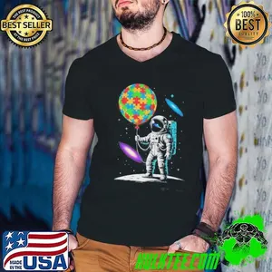 Astronaut Balloon Autism Awareness Space Autistic Kids Boys Shirt