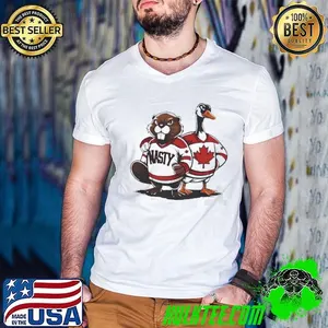 Nasty Canadians Beaver and Canada Goose in Canada Hockey shirt