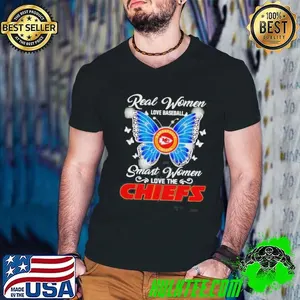 Real Women Love Baseball Smart Women Love The Kansas City Chiefs Butterfly Shirt
