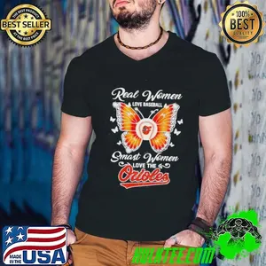 Real Women Love Baseball Smart Women Love The Orioles Butterfly Shirt