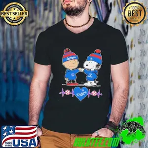 Snoopy And Charlie Heartbeat Los Angeles Dodgers Shirt