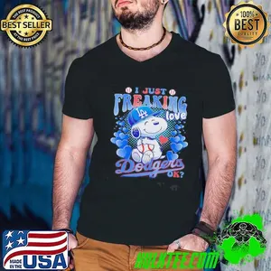 Snoopy Hug Baseball I Just Freaking Love Los Angeles Dodgers Ok Shirt