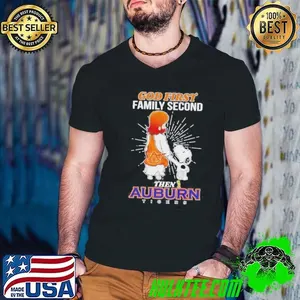 Snoopy Walking God First Family Second Then Auburn Tigers Shirt