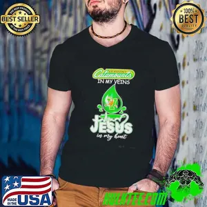 Vermont Catamounts In My Veins Jesus In My Heart Drop Blood Shirt