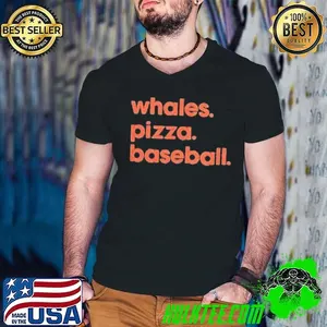 Whales pizza baseball shirt