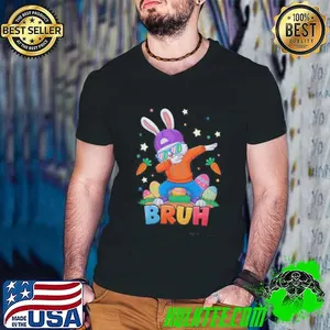Bruh Dab Bunny Easter Funny Kids Boys Girls Mens Easter Shirt