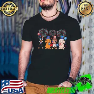 Cyte Dachshund US Flag Firework 4th Of July Weiner Dog Lover shirt