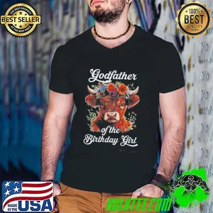 Godfather Of The Birthday Girl Highland Cow Farm Family Shirt