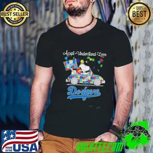 Los Angeles Dodgers Snoopy And Muppets Driving Car Autism Accept Understand Love Shirt