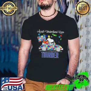 Oklahoma City Thunder Snoopy And Muppets Driving Car Autism Accept Understand Love Shirt