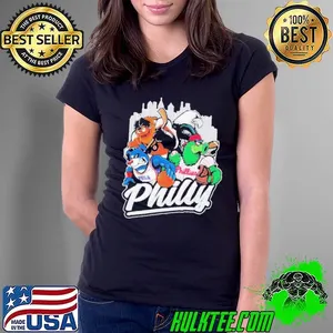 Philadelphia Eagles 76ers Phillies Mascots Skyline City shirt'