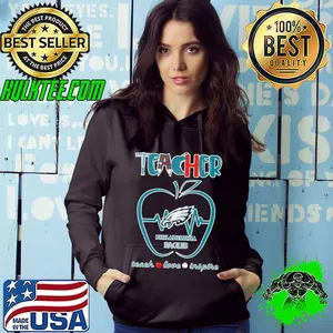 Philadelphia Eagles teacher apple teach love inspire shirt