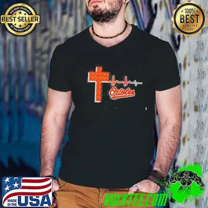 Baltimore Orioles logo Christian cross heartbeat shirt