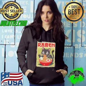 Black Cat Ramen Lover Anime Design Women Men Kids Adults shirt