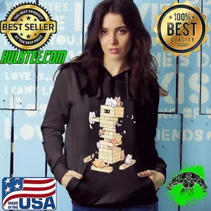 Cats playing jenga gaming kittens shirt